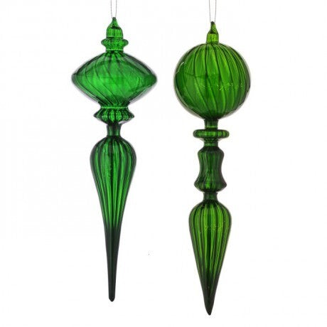 12" Glass Opaque Finial Ornament