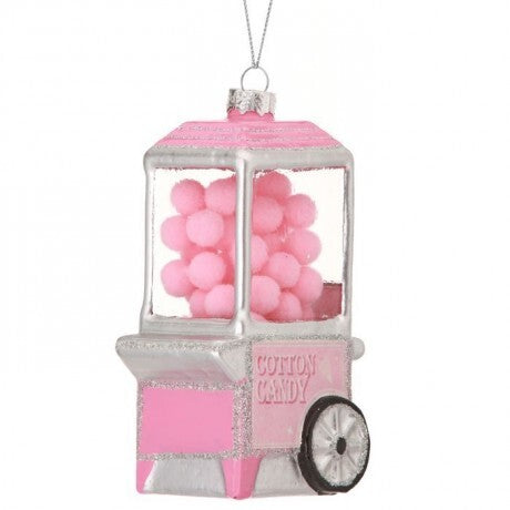 Glass Cotton Candy Machine Ornament – 4"