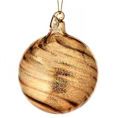 90mm Gold Swirl Glass Ornament