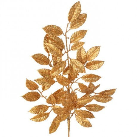 31" Gold Glitter Leaf Spray