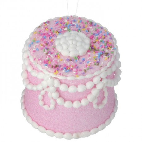 5" Cake Ornament – Pink with Sprinkles