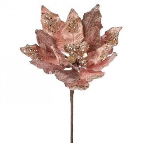 18” Rose Gold Poinsettia Pick