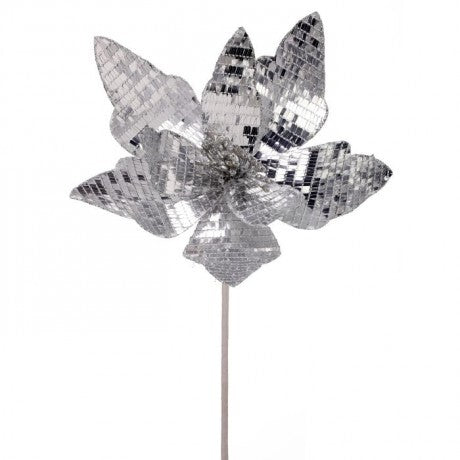 24” Mirrored Poinsettia Pick