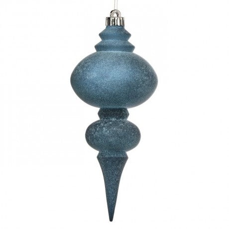 10" Blue Flocked Finial Ornament