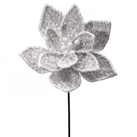 24” White Sweater Poinsettia Pick