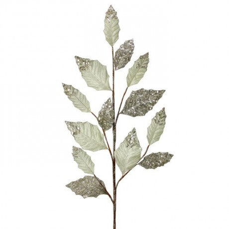 36” Mint Green Sequin Beaded Leaf Spray