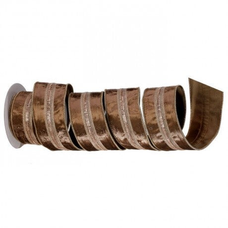 Bronze & Metallic Herringbone Trim Ribbon – 2.5” x 5 Yards