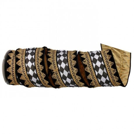 "Royal Masquerade" Harlequin & Velvet Ribbon - 4” x 5 Yards