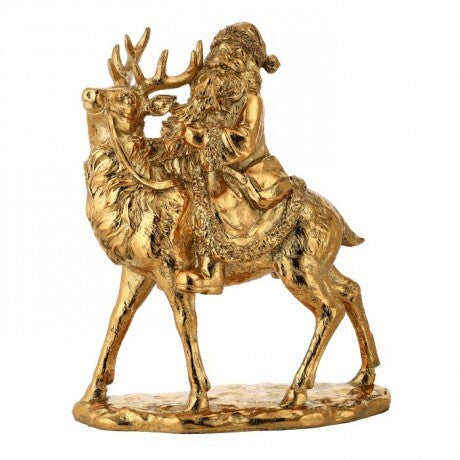 12" Gold Santa & Reindeer Figurine