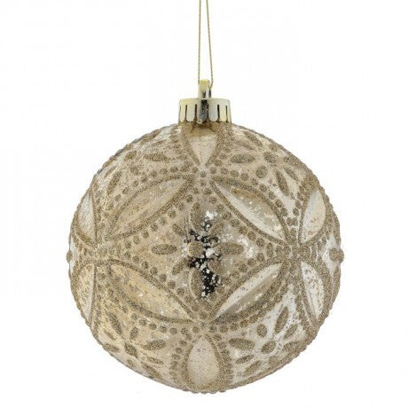 130mm Champagne Glitter Scroll Shatterproof Ornament