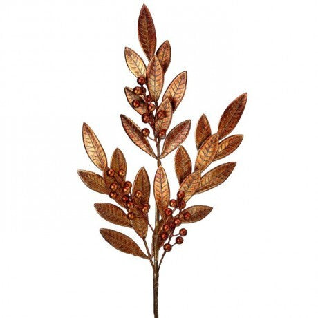 28" Copper Leaf & Berry Spray
