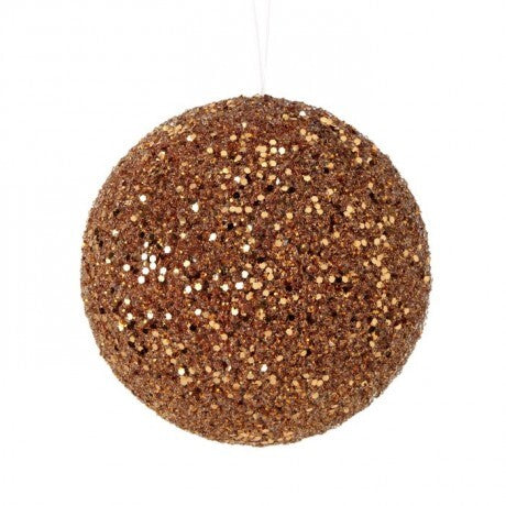 5.5" Light Copper Metallic Beaded Ball Ornament
