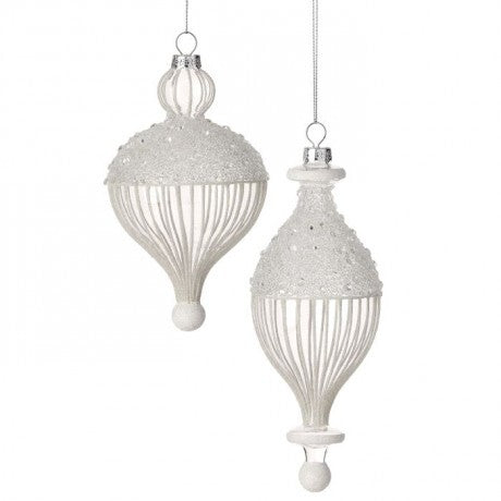 6"–7.5" Iced Glass Finial & Onion Ornaments – Sold Separately