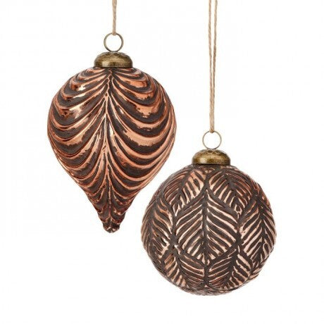 4" Embossed Copper Glass Ornaments – Sold Separately