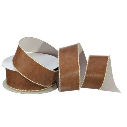 Camel Faux Leather Ribbon - 2.5" x 10 Yards