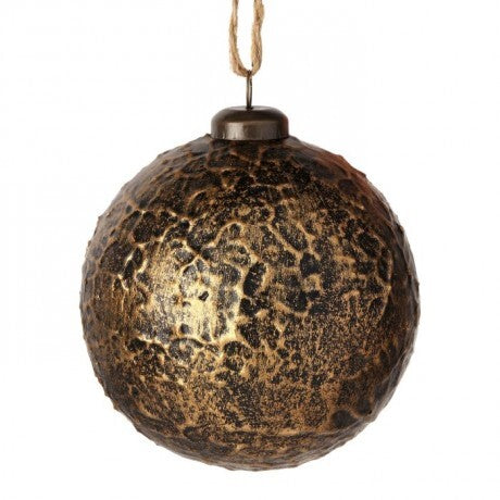 4" Faux Leather Antique Gold Ornament