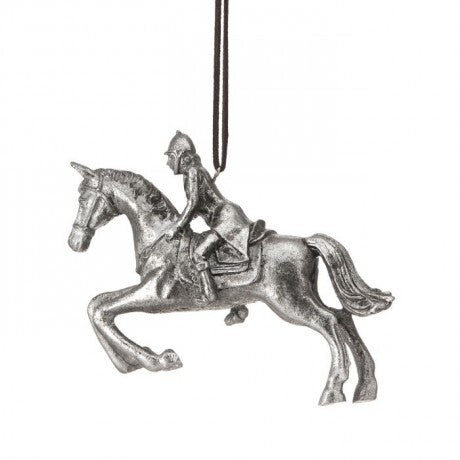5" Antique Silver Horse & Rider Ornament