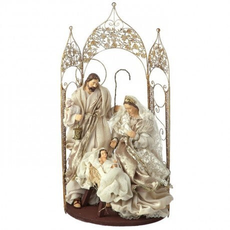 Elegant Ivory & Champagne Nativity Scene – 22" Tall