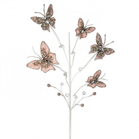29" Sequin Butterfly Spray – Blush Pink