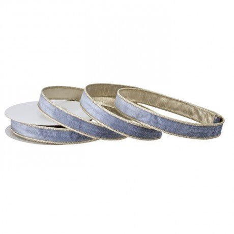 Antique Blue Velvet Ribbon with Gold Backing – 1" x 10 Yards