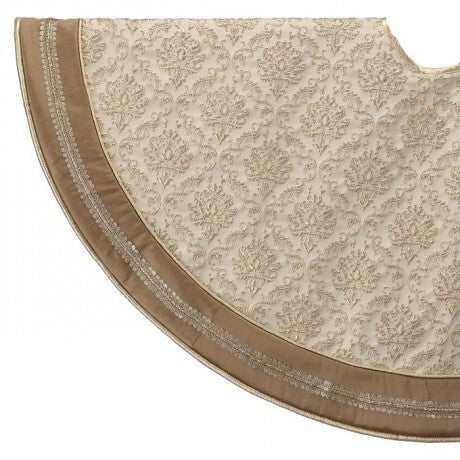 54" Damask Jacquard Tree Skirt – Taupe & Gold