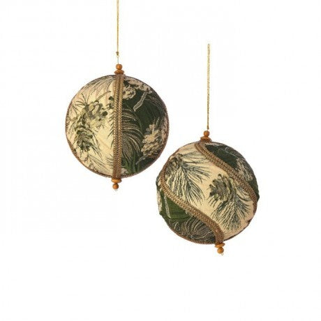 Pine & Cream Fabric Ornament – 5" (Sold Separately)