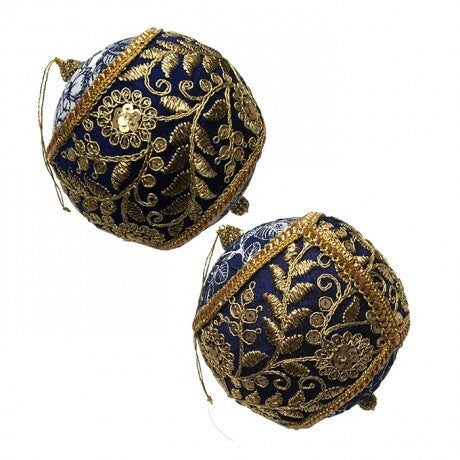 Navy & White Embroidered Ornament – 5" (Sold Separately)