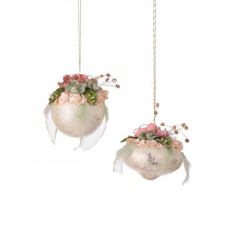 Floral Feathered Pastel Ornaments – Sold Separately