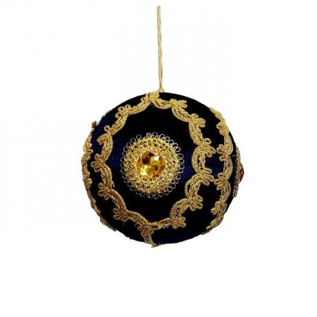 5" Royal Velvet Ornament – Navy & Gold