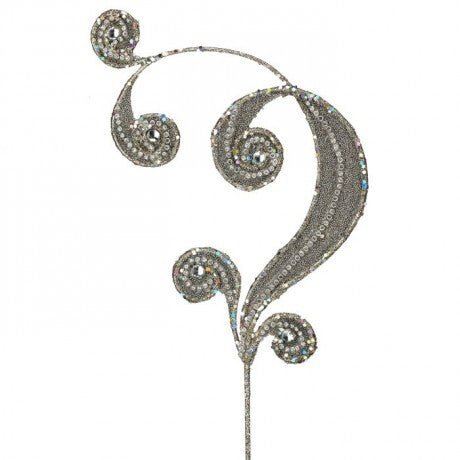 12.5" Silver Glitter Scroll Pick – Metal
