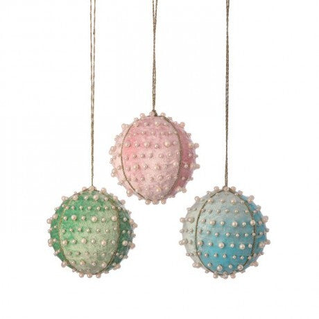 3.5" Pastel Velvet Pearl Ornaments – Sold Separately