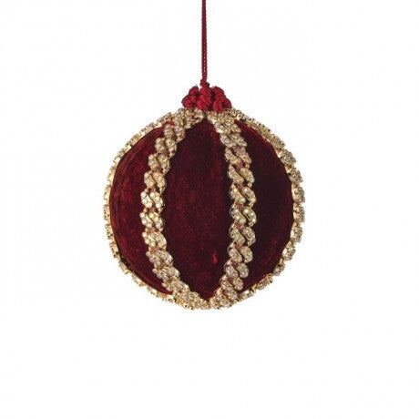 4" Burgundy Velvet Jeweled Ornament