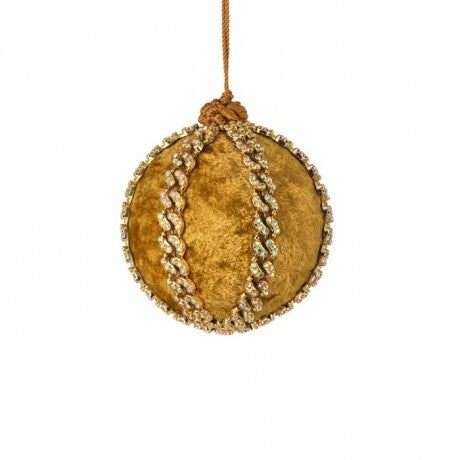 4" Gold Velvet Jeweled Ornament