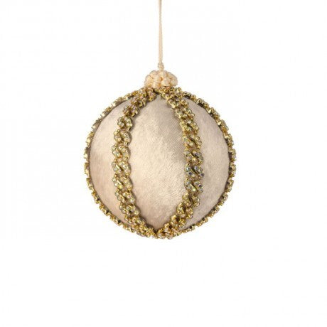 4" Ivory Velvet Jeweled Ornament