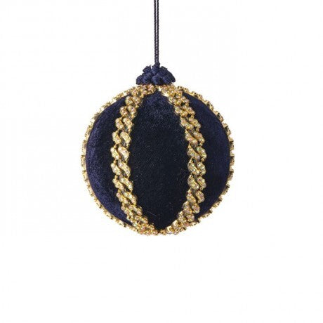 4" Navy Velvet Jeweled Ornament