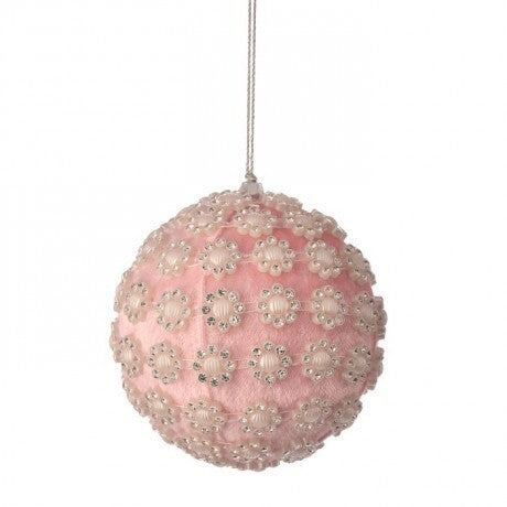 4" Blush Velvet Beaded Ornament