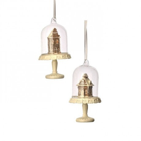 Gingerbread House Cloche Ornaments – 4.5"