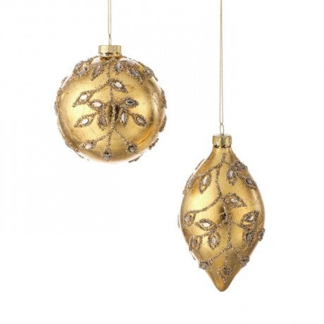 Gold Jeweled Ornaments – Ball & Finial (Sold Separately)