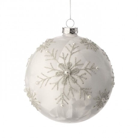 5" White Glass Snowflake Ornament