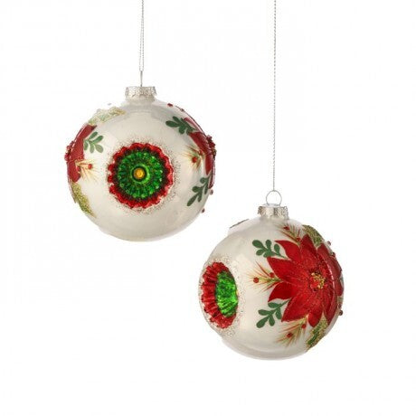 4" Red & Green Reflector Ball Ornament