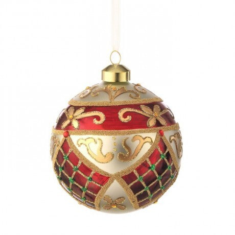 Jeweled Lattice Glass Ball Ornament – 4"