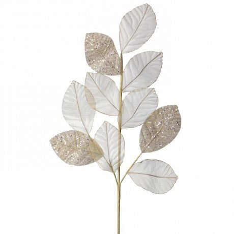 Cream Sheer Magnolia Leaf Spray – 29"