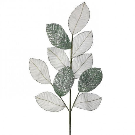 Mint Green Sheer Magnolia Leaf Spray – 29"