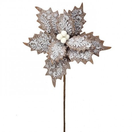 24" Gingerbread Poinsettia Stem