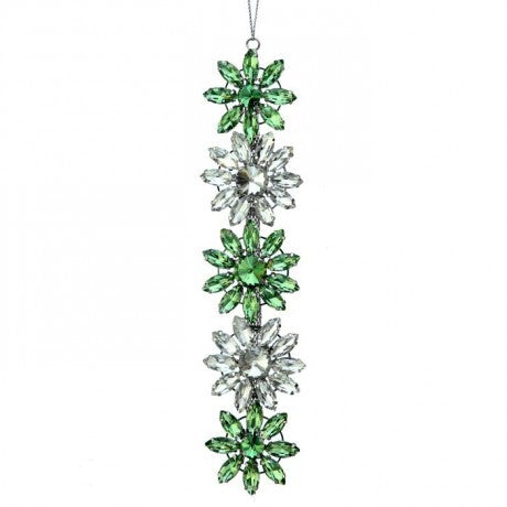 7.5" Green & Clear Jewel Snowflake Ornament