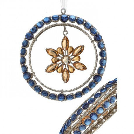5" Blue & Gold Jeweled Ornament