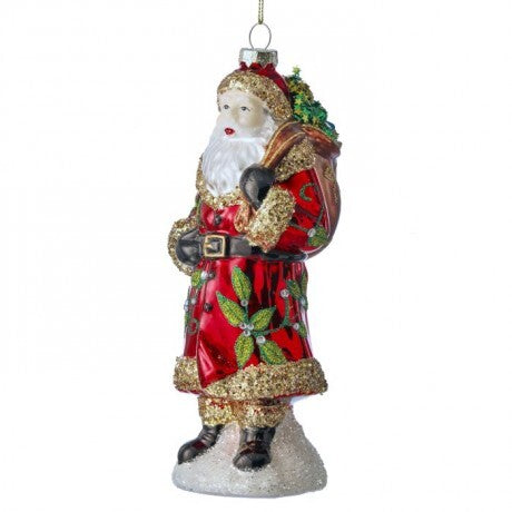 8" Traditional Glass Santa Ornament