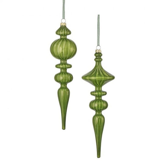 Evergreen Glass Finial Ornaments – 12" (Sold Separately)