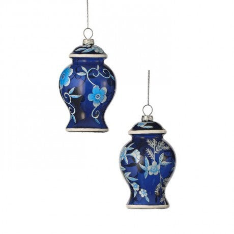 4.5" Blue & White Floral Ginger Jar Ornament