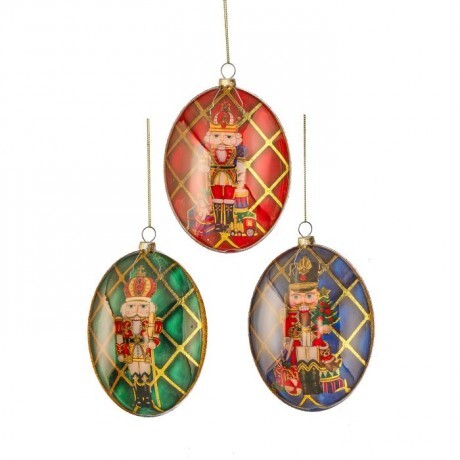 6" Nutcracker Oval Glass Ornaments – Sold Separately
